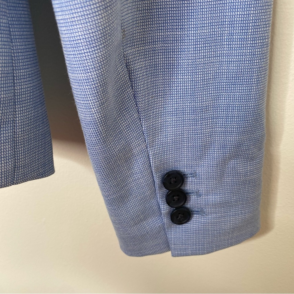 NWOT Banana Republic Classic Fit Chambray Blue Micro Plaid Blazer Sz 2 - Picture 11 of 16